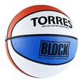 Мяч баск. ''TORRES Block'' арт.B00077, р.7, резина, нейлон. корд, бут. камера, бело-сине-красный