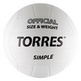 Мяч вол. ''TORRES Simple'' арт.V30105, р.5, синт.кожа (ТПУ), маш. сшивка, бут. камера, бело-черный