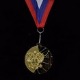 Медаль наградная с лентой, d - 50мм ( цвет ''золото'', герб России и номер) 5200-1